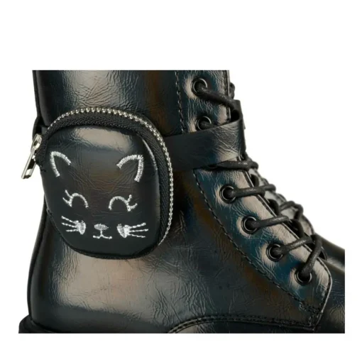 Bottines Rangers NOIR Fille Motif Iridescent Lacets