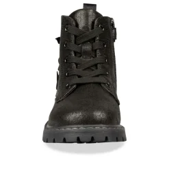 Bottines Rangers NOIR Fille Motif Uni Lacets