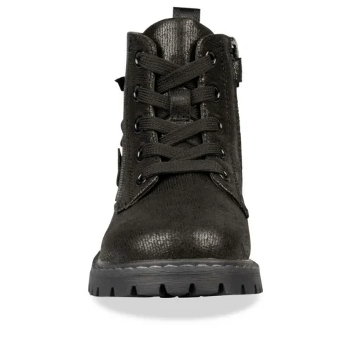 Bottines Rangers NOIR Fille Motif Uni Lacets