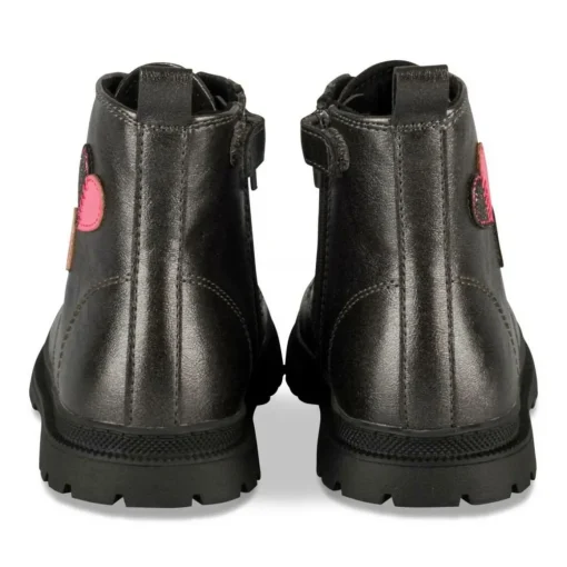 Bottines Rangers PEWTER Fille Motif Coeurs Lacets