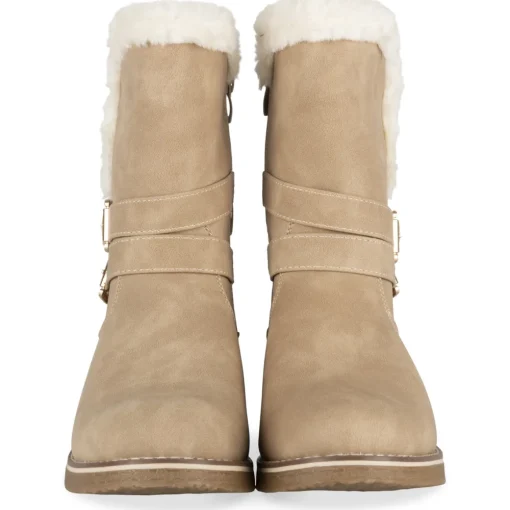 Bottines TAUPE Femme Motif Fausse Fourrure Fermeture éclair