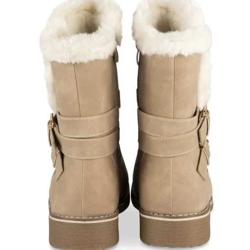 Bottines TAUPE Femme Motif Fausse Fourrure Fermeture éclair
