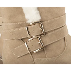 Bottines TAUPE Femme Motif Fausse Fourrure Fermeture éclair