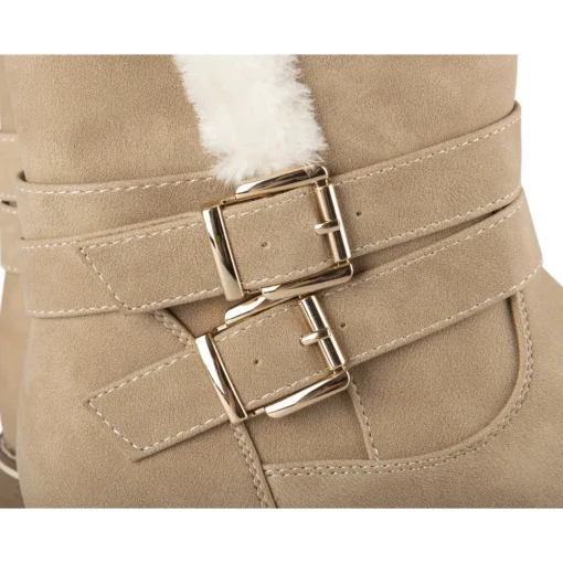 Bottines TAUPE Femme Motif Fausse Fourrure Fermeture éclair