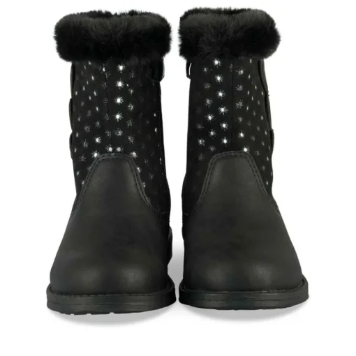 Bottines Toile NOIR Fille Motif Coeurs Fermeture éclair