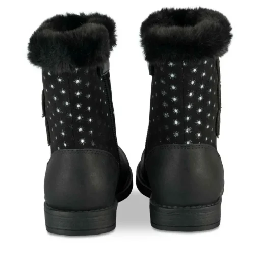 Bottines Toile NOIR Fille Motif Coeurs Fermeture éclair