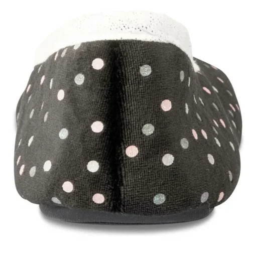 Chaussons Ballerine NOIR Femme Motif A Pois A Enfiler