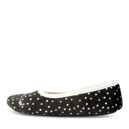 Chaussons Ballerine NOIR Femme Motif A Pois A Enfiler
