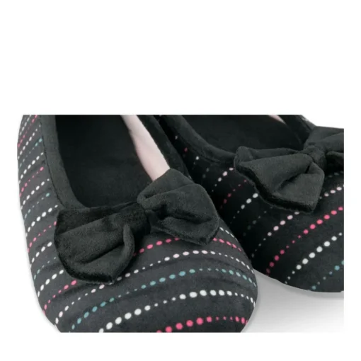 Chaussons Ballerine NOIR Femme Motif A Pois A Enfiler