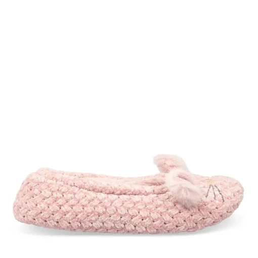 Chaussons Ballerine ROSE Femme Motif Uni A Enfiler