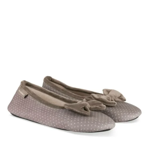 Chaussons Ballerine TAUPE Femme Motif Uni A Enfiler