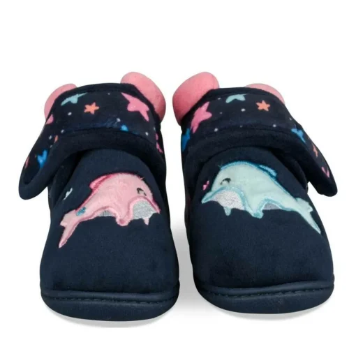 Chaussons Bottine MARINE Fille Motif Etoiles Scratch