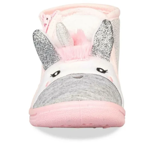 Chaussons Bottine ROSE Fille Motif Licorne Fermeture éclair