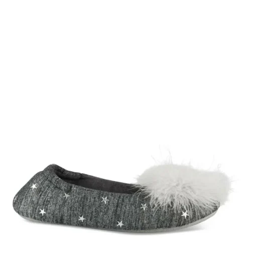 Chaussons GRIS Femme Motif Etoiles A Enfiler