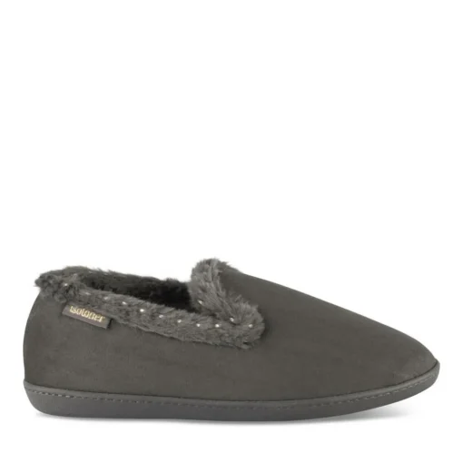 Chaussons GRIS Femme Motif Uni A Enfiler