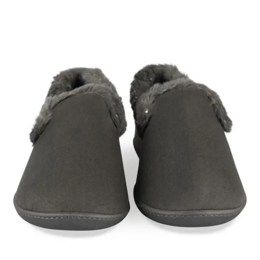 Chaussons GRIS Femme Motif Uni A Enfiler
