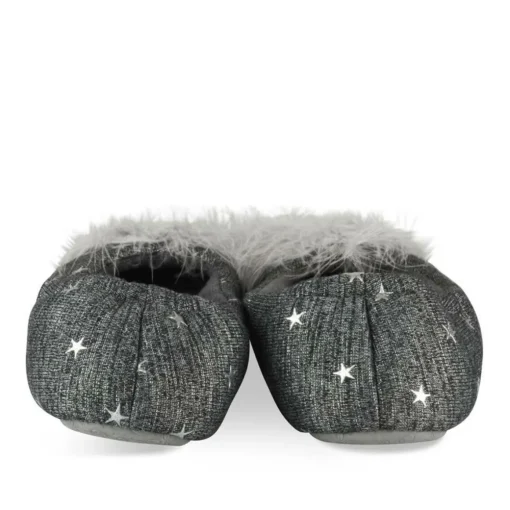 Chaussons GRIS Femme Motif Etoiles A Enfiler
