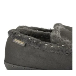 Chaussons GRIS Femme Motif Uni A Enfiler