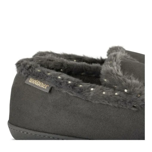 Chaussons GRIS Femme Motif Uni A Enfiler