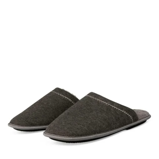 Chaussons GRIS Homme Motif Uni A Enfiler