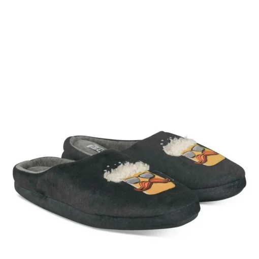 Chaussons GRIS Homme Motif Uni A Enfiler