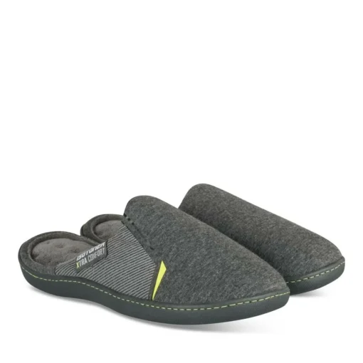 Chaussons GRIS Homme Motif Uni A Enfiler