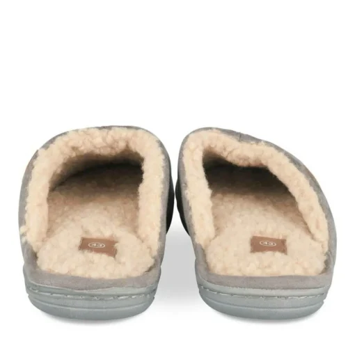 Chaussons GRIS Homme Motif Uni A Enfiler
