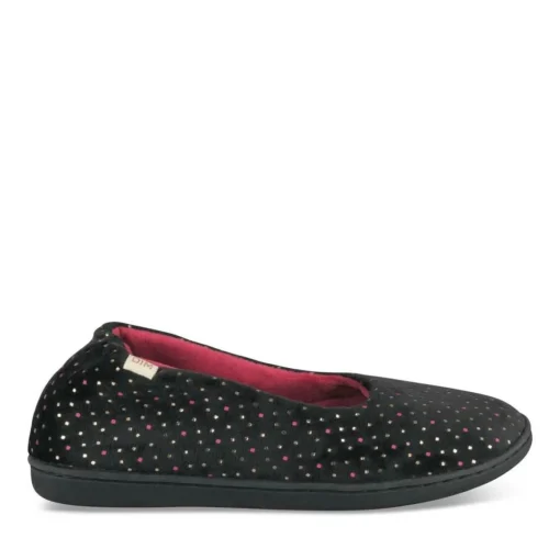 Chaussons NOIR Femme Motif Uni A Enfiler