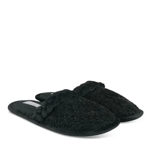 Chaussons NOIR Femme Motif Uni A Enfiler