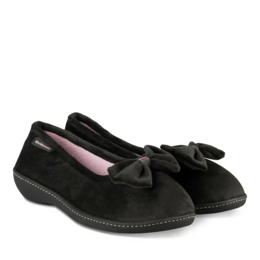 Chaussons NOIR Femme Motif Uni A Enfiler