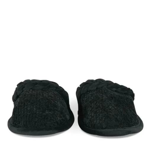 Chaussons NOIR Femme Motif Uni A Enfiler