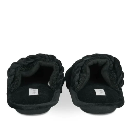Chaussons NOIR Femme Motif Uni A Enfiler