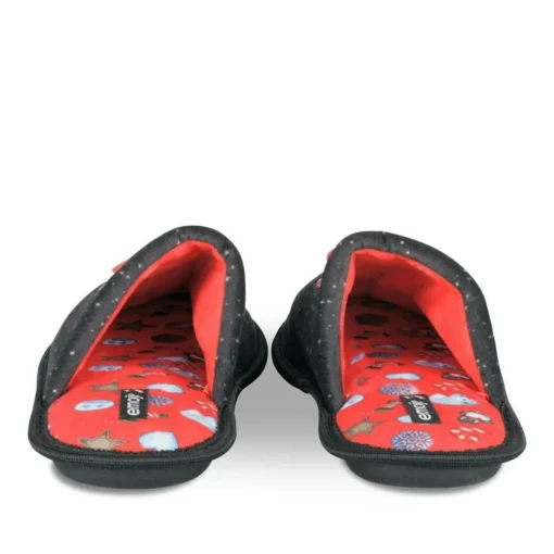 Chaussons NOIR Femme Motif Uni A Enfiler
