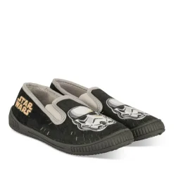 Chaussons NOIR Garçon Motif Uni A Enfiler
