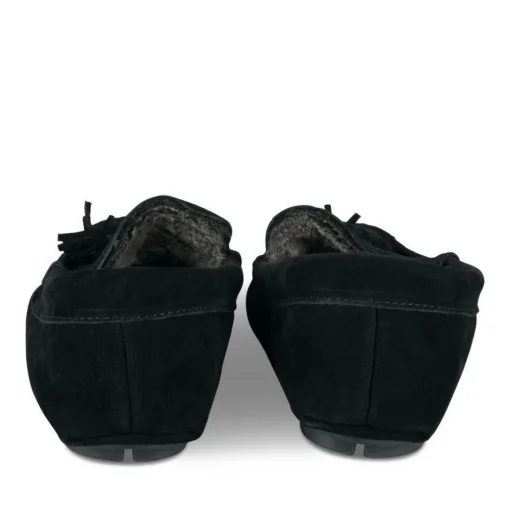 Chaussons NOIR Homme CUIR Motif Uni A Enfiler