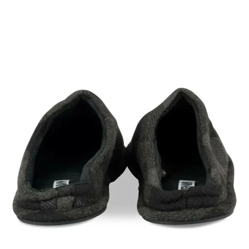 Chaussons NOIR Homme Motif Carreaux A Enfiler