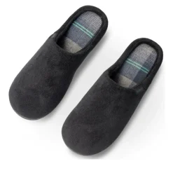 Chaussons NOIR Homme Motif Uni A Enfiler