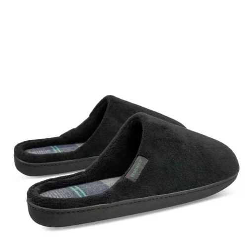 Chaussons NOIR Homme Motif Uni A Enfiler
