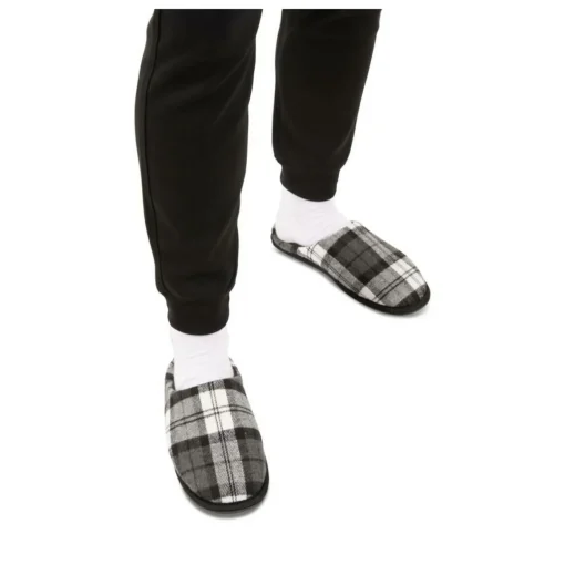Chaussons NOIR Homme Motif Carreaux A Enfiler