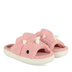 Chaussons Peluche ROSE Fille Motif Uni A Enfiler