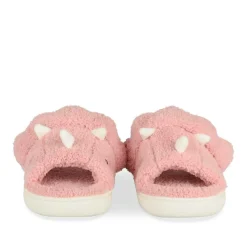 Chaussons Peluche ROSE Fille Motif Uni A Enfiler