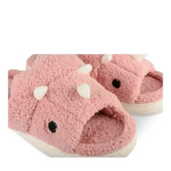 Chaussons Peluche ROSE Fille Motif Uni A Enfiler