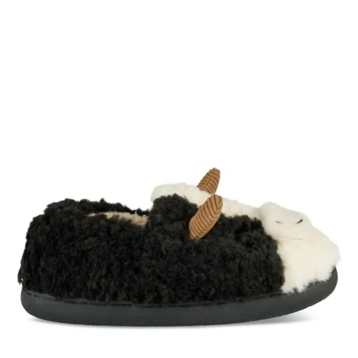 Chaussons Peluche Vache NOIR PHILOV