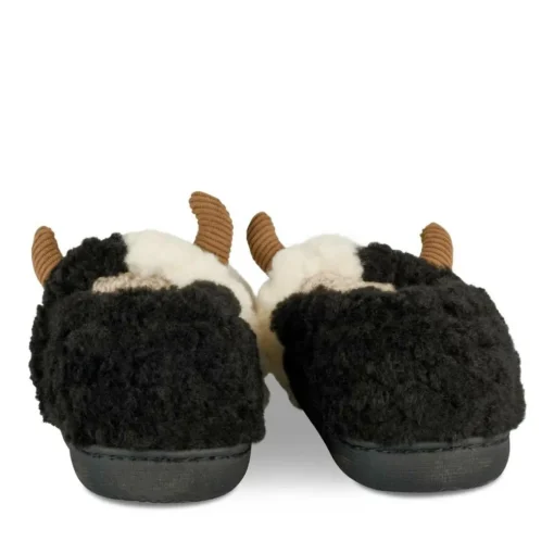 Chaussons Peluche Vache NOIR PHILOV