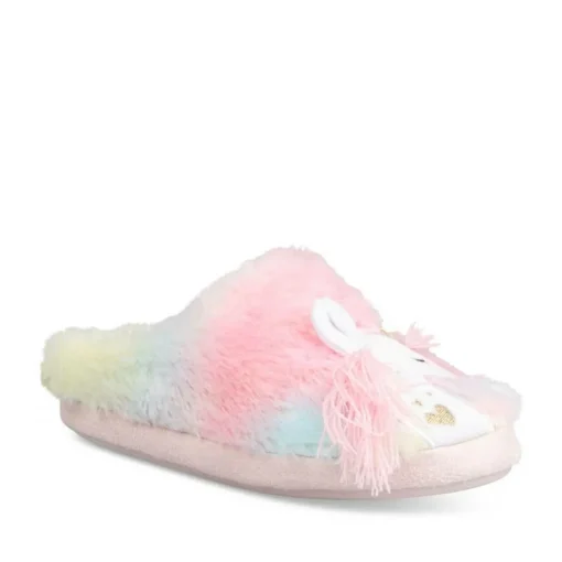 Chaussons ROSE Fille Motif Licorne A Enfiler