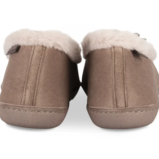 Chaussons TAUPE Femme Motif Uni A Enfiler