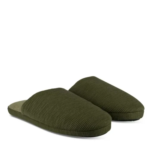 Chaussons VERT Homme Motif Uni A Enfiler