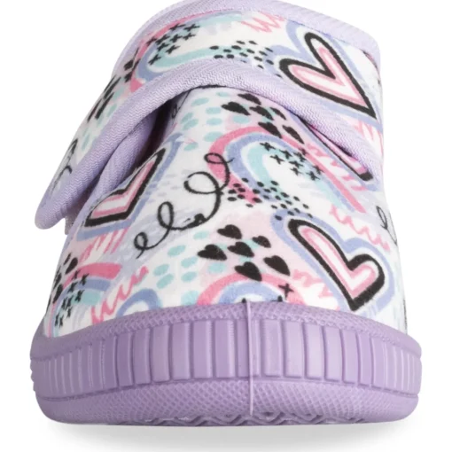 Chaussons VIOLET Fille Motif Coeurs Scratch