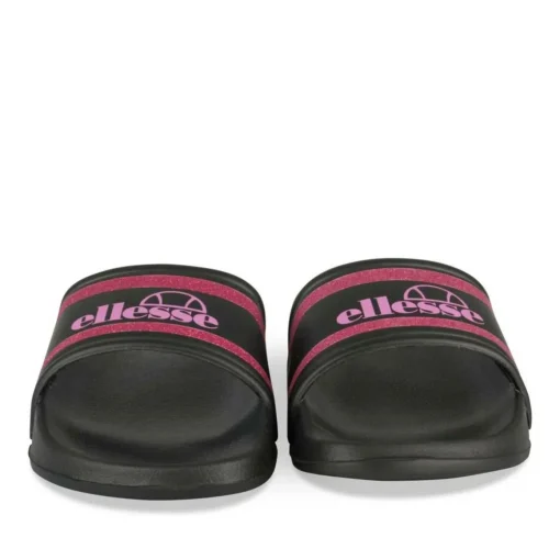 Claquettes NOIR Femme Motif Fleuri A Enfiler