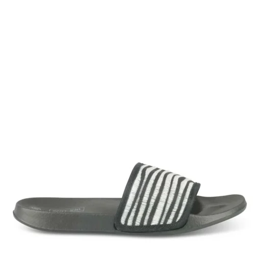 Claquettes Plage NOIR Femme Motif Tressé A Enfiler